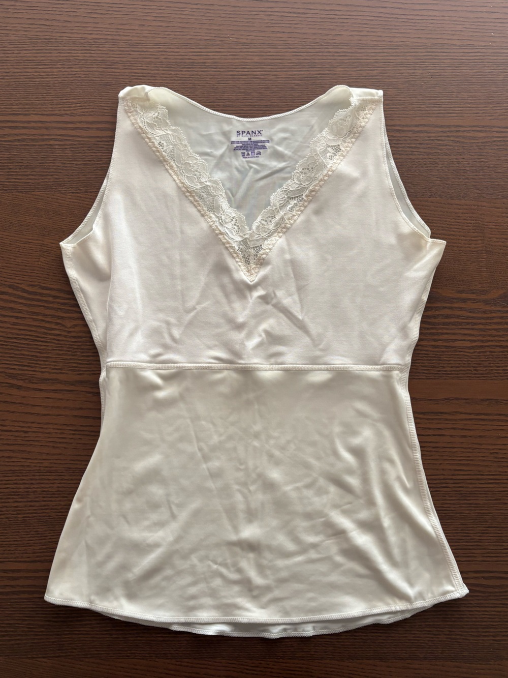 SPANX women’s medium white tank with lace detail